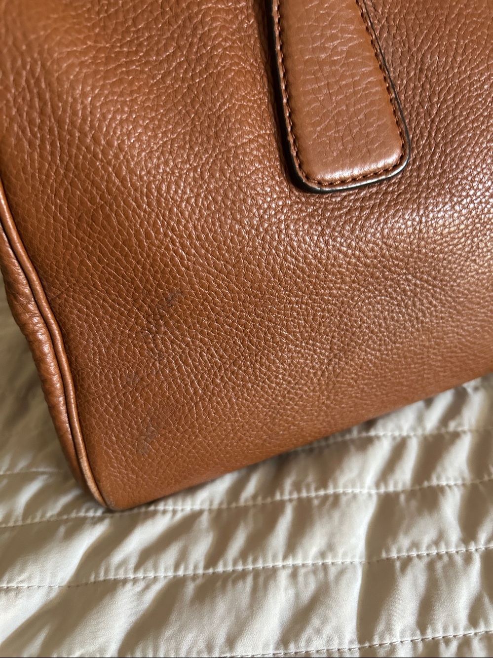 Ferragamo Caramel Pebbled Leather Bag - Picture 9 of 10